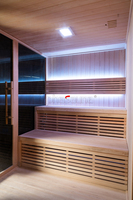 Salle de sauna infrarouge à double couche pour une utilisation familiale multi-personnes, sauna à vapeur sèche à double face en verre