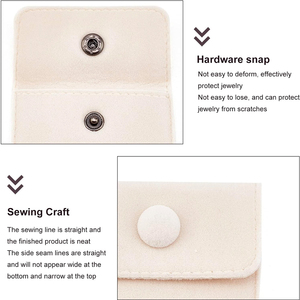 Sacs en microfibre personnalisés de 7x7 cm, pochette en velours suédé pour bijoux avec bouton pression pour l'emballage de colliers et de bracelets avec logo imprimé - Product Image 6