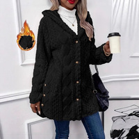 Cardigan en polaire double face à capuche effet 3D avec lacets et col halter pour femme, collection Automne/Hiver 2025 – Vêtement d'extérieur décontracté et chaud à manches longues