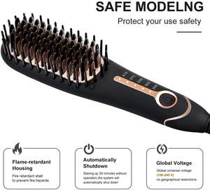 <span class=keywords><strong>Fer</strong></span> à lisser en céramique anti-brûlure bigoudis fers plats brosse à cheveux multifonctionnelle <span class=keywords><strong>fer</strong></span> à friser peigne à lisser barbe pour hommes - Product Image 4