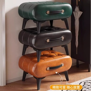 <strong>Stool</strong> New Sale Dining Square Modern Indoor Home Luxury Foot Step Living Room Furniture Metal Chairs Ottoman Gold <strong>Leather</strong> <strong>Stools</strong> - Product Image 5