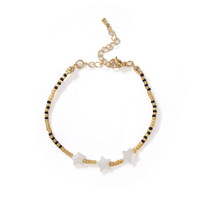 Go2boho Bracelet étoile perlée pour femmes, bracelet d'amitié en perles de coquillage blanc fait à la main avec fermoir réglable pour cadeau de plage d'été
