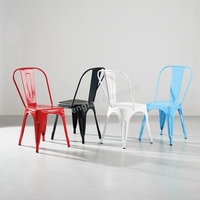 Français Vintage Industriel Base Métallique Cadre Restaurant Cuisine Couleurs Personnalisées Fer Tolix Sidechair Salle À Manger Lix Chaise En Métal