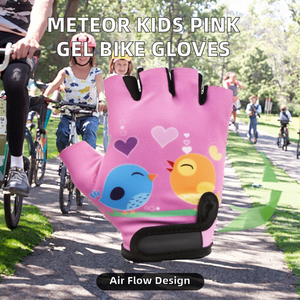 Guantes de Ciclismo Meteor Unisex para Niños, Gel BMX Transpirable, Color Rosa, Talla Jr XS, Ancho de Mano 6-6.5cm, Cierre de Velcro - Product Image 2