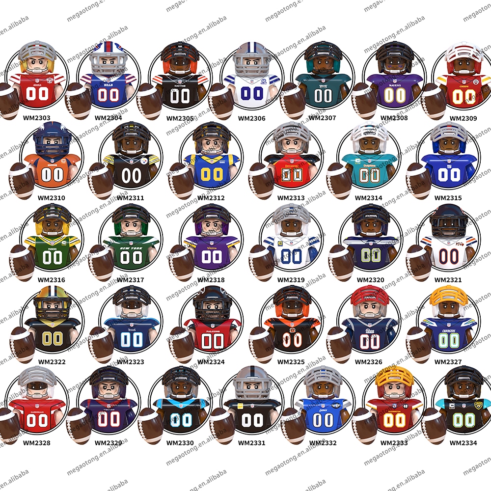 Wm6133 Wm6134 Wm6135 Wm6136 Beroemde Nfl Rugby Team Speler Ster Figuren Collectie Educatieve Bouwstenen Cadeau Speelgoed Voor Kinderen