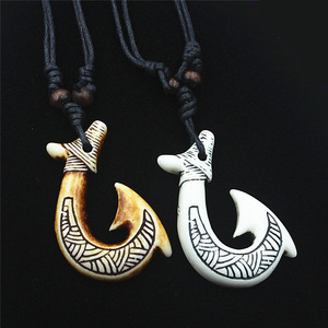 Venta caliente resina anzuelo colgante collares Nueva Zelanda étnica hombres y mujeres 2024 personalidad maorí anzuelo collares - Product Image 6