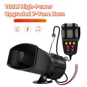 Klaxon de moto, klaxon de voiture à sortie carrée, klaxon PA 7 tons 12V 100W, klaxons d'alarme 7 sons en gros pour véhicules. - Product Image 2