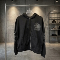 Sweat à capuche zippé pour homme 100% coton Hiver Uni Strass Bling Hip Hop Fashion