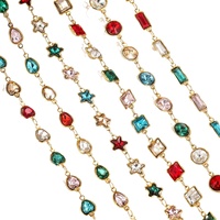 Bracelet et collier en acier inoxydable plaqué or 18 carats PVD, avec chaîne en bambou, cristaux étanches et accessoires de bijoux DIY colorés