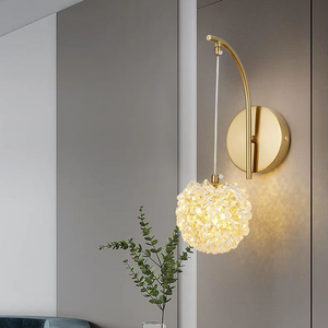 Applique murale pour chambre à coucher et <span class=keywords><strong>dressing</strong></span> avec réfraction prismatique, <span class=keywords><strong>luminaire</strong></span> LED couleur or pour couloir, élégante applique murale boule <span class=keywords><strong>de</strong></span> cristal - Product Image 2