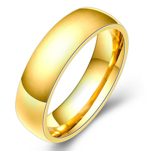 Simple <b>Plain</b> Band 5MM Stainless Steel <b>Ring</b> 18K Gold Women's Fashion Jewelry Gift - Product Image 4