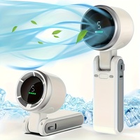 Ventilateur portable pliable rechargeable USB-C, 5 vitesses, 13550 tr/min, vent puissant, idéal pour la voiture, les trajets quotidiens et le camping