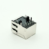 Connecteur RJ45 Soulin 1X1 Port 100 Mbps 8P8C Montage Vertical avec Patte de Verrouillage Boîtier Blindé Plaqué Or Bronze Phosphoré