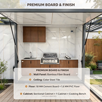Cuisine extérieure modulaire préfabriquée moderne, résistante aux intempéries, avec barbecue, en acier inoxydable, avec évier intégré.