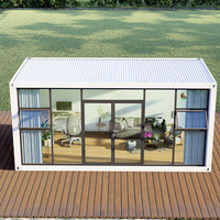 Casa Contenedor Modular Transpirable con Vidrio y Ventanas, Diseño Moderno para Oficina, Villa, Taller, Cafetería