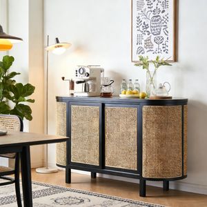 Buffet en bois massif et rotin de style Japandi Wabi-Sabi, moderne, écologique, durable, fait main, pour salon, salle à manger, <span class=keywords><strong>entrée</strong></span> - Product Image 3