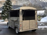 Camión de Comida Eléctrico Retro Personalizado Citroën con Máquina de Café Espresso Comercial para Affogato en Art Center
