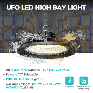 Projecteur <span class=keywords><strong>LED</strong></span> UFO pour entrepôt, atelier, usine, salle de sport, IP65, ETL, DLC, puissance sélectionnable - Product Image 1