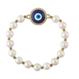 Pulsera de Perlas de Agua Dulce con Ojo Turco y Amuleto de Protección, Joyería de Energía de Chakra, Sanación, Buena Suerte, Regalo Unisex - Product Image 1
