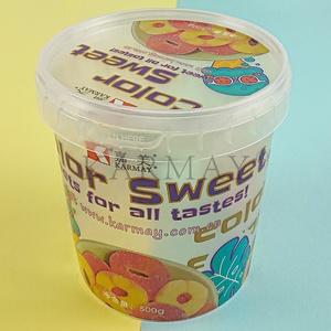 Food Grade <b>Material</b> of 16oz 500ml PP pots High Transparency Round Plastic pots for candy soft sweets Fondants packaging IML - Product Image 3