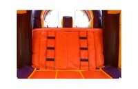 Parcours d'obstacles gonflable commercial sur le thème des palmiers tropicaux, en PVC multicolore, pour un jeu de défis amusant pour les enfants, parc d'aventure
