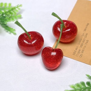 100 Pezzi di Ciliegie Artificiali Ornamentali Rosse Glitterate, Modello Realistico di Frutta per Decorazioni Domestiche, Feste e Festività - Product Image 3