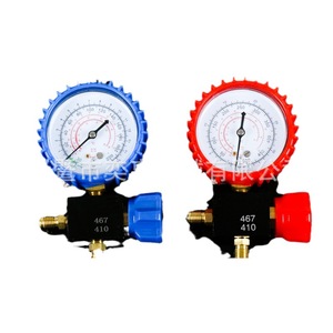 Manómetro de presión alta y baja R22 rojo y azul 467, manómetro analógico de refrigeración de una sola forma con conexión roscada - Product Image 1