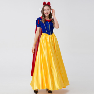 Disfraz de Blancanieves para mujer adulta, falda larga de tela 50%, disfraz de princesa de manga corta de lujo para Halloween - Product Image 2
