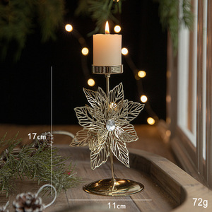 Golden Iron Snowflake Candle Holder, Multi Style Metal Xmas Candlestick <b>Christmas</b> Table Centerpiece Home <b>Decor</b> Wholesale - Product Image 5