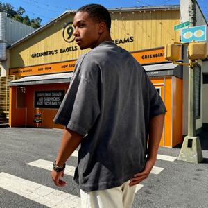 Camisetas de Hombre TKAN630D Personalizadas con Bordado 3D, Algodón Grueso de 280 GSM, Estilo Hip Hop Vintage Desgastado, Cuello Redondo - Product Image 2