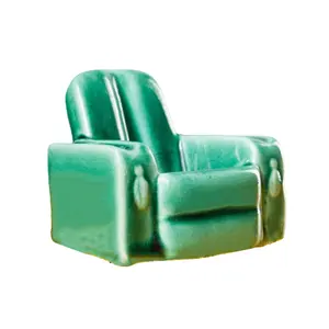 Custom Mid Century Art Deco Keramische Fauteuil Asbak Groene Sofa Vorm Asbak Sigaret Pijp Steun Sigaar Asbak