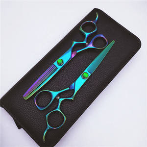 Ciseaux à cheveux GF 6,0 pouces, ciseaux à effiler droits pour droitiers, outils de salon de beauté avec manche en pierre précieuse verte - Product Image 1