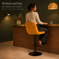 Tabouret de salon roulant en cuir PU, dossier creux en forme d'anneau, durable, réglable en hauteur, pivotant à 360°, pour bar et salon, directement de l'usine