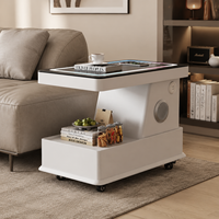 Table basse carrée moderne en bois avec haut-parleur et chargeur intégrés et surface facile à nettoyer pour salons
