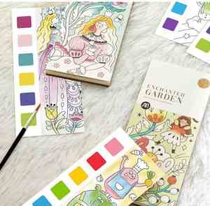 Grosir Cat saku dengan coretan air buku mewarnai untuk anak-anak gambar cetak buku mainan Set dengan sikat - Product Image 2