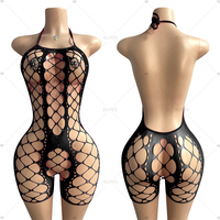 ELITES  Combinaison de danse exotique avec bas résille Bandage résille Soirée en boîte de nuit Lingerie sexy Combinaisons sexy pour femmes