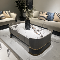 Meuble TV de luxe italien design, avec plateau en marbre incurvé, laqué brillant, pour villa, console multimédia, meuble de rangement