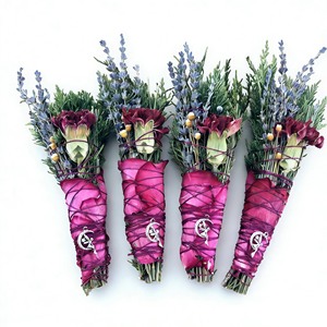 Nouvelles baguettes d'encens anti-taches au design innovant, lavande et rose, faites à la main, biologiques, pour rituels de purification - Product Image 4