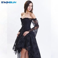 Traje feminino saia de halloween, traje de menina, duas peças, fantasia sensual de renda, vestido longo para mulheres