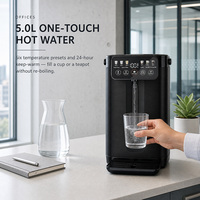 Distributeur d'eau de comptoir 5,0 L noir avec écran tactile LED frontal, alimentation directe usine, idéal pour bureaux financiers et salles de repos