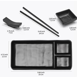 Juego de platos de sushi de estilo japonés de 16 piezas, <span class=keywords><strong>vajilla</strong></span> de melamina irrompible negra, apta para lavavajillas, <span class=keywords><strong>vajilla</strong></span> de Camping - Product Image 2