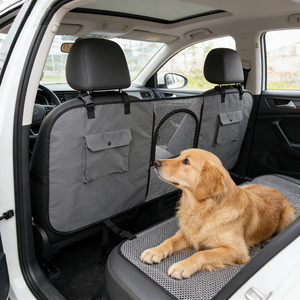 Nouvelle arrivée, barrière de voiture de luxe pour <span class=keywords><strong>chien</strong></span> de grande et moyenne taille, barrière pour animaux de compagnie en Oxford pour véhicule, voiture avec deux poches, fermeture éclair, fenêtre - Product Image 1