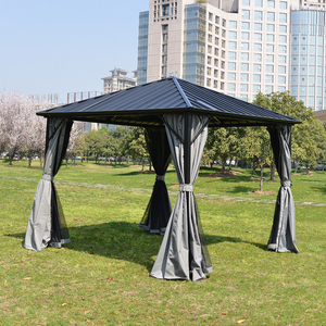 Vente en gros de gazebo en aluminium YORLLA avec toit rigide, pavillon en métal avec rideaux d'intimité et <span class=keywords><strong>moustiquaire</strong></span> B2B - Product Image 1