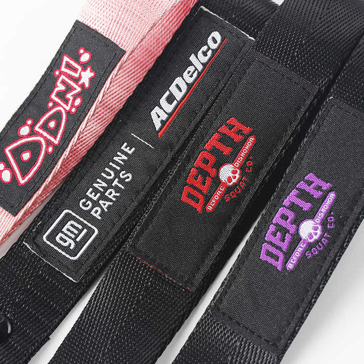 Custom Logo Woven Embroidered Short Keychain Lanyard