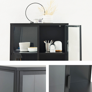 เฟอร์นิเจอร์บ้านสำนักงานห้องนั่งเล่นตู้กระจก<span class=keywords><strong>2</strong></span>ประตูตู้หนังสือตู้เก็บของตู้เก็บของโลหะมีขายึด - Product Image 4