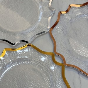 Bloemvorm Transparant Verguld Zilver Gouden Rand Proces Plastic Doorzichtige Oplader Platen Voor Bruiloftsfeest Decoratie - Product Image 2