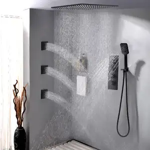 高級大型Sus304レインシャワースマート恒温バスルーム壁掛け真鍮滝レインシャワーセット