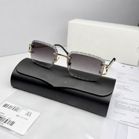Lunettes de soleil de luxe haute qualité 00696, design sans monture taillé au diamant, protection UV400, verres dégradés, unisexe, avec étui, vente en gros