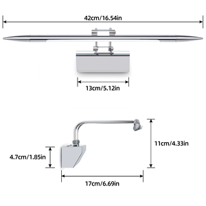Applique murale LED chromée pour salle de bain, design moderne, blanc chaud 3500K, montage en surface, lampe de miroir, garantie 2 ans - Product Image 5