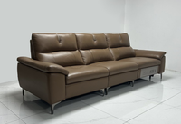 Canapé sectionnel inclinable électrique trois places en cuir pleine fleur avec dossier multi-angles et port de charge USB pour home cinéma